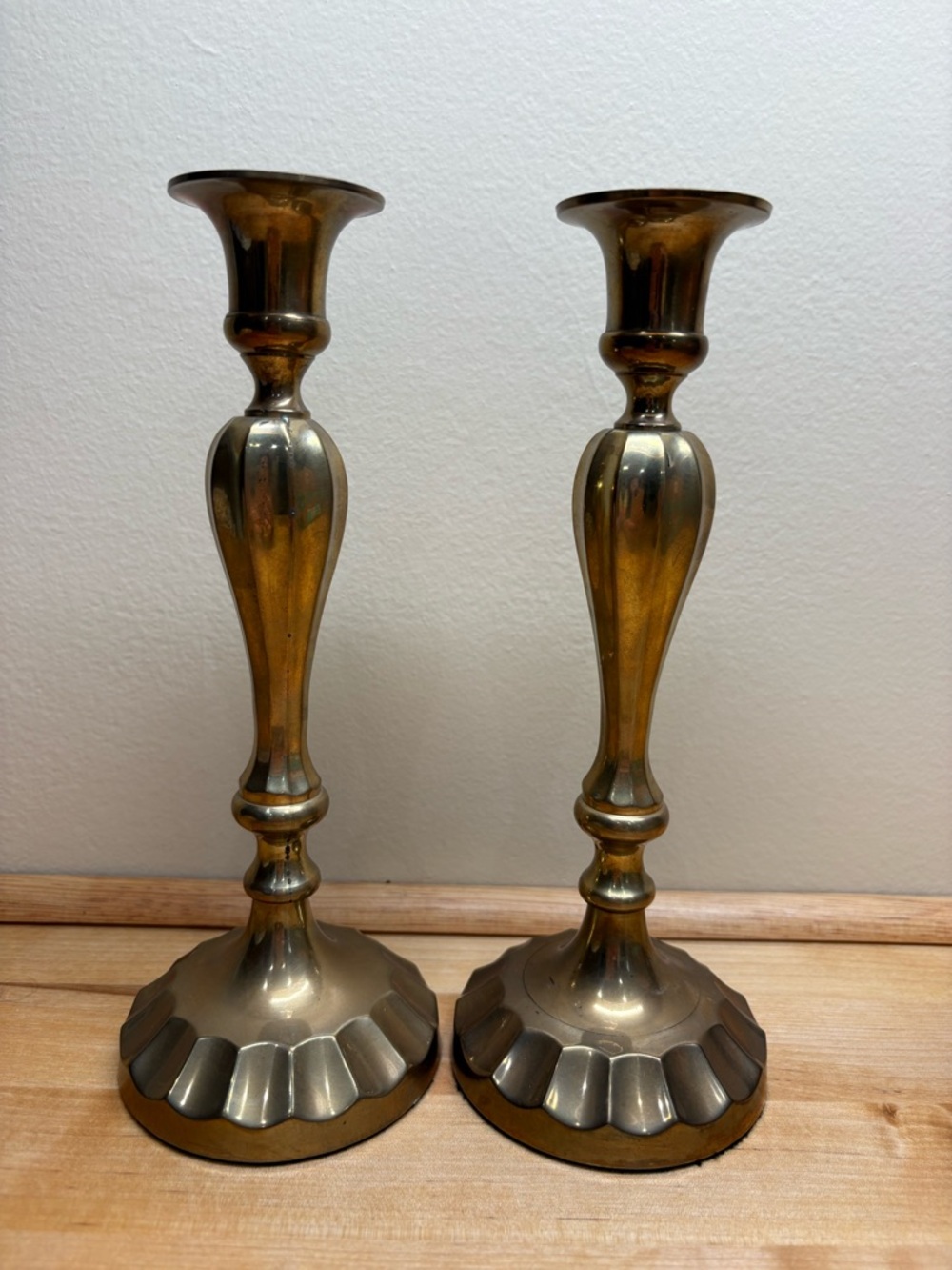 Brass Candlestick Pair - Gold Finish Home Accent